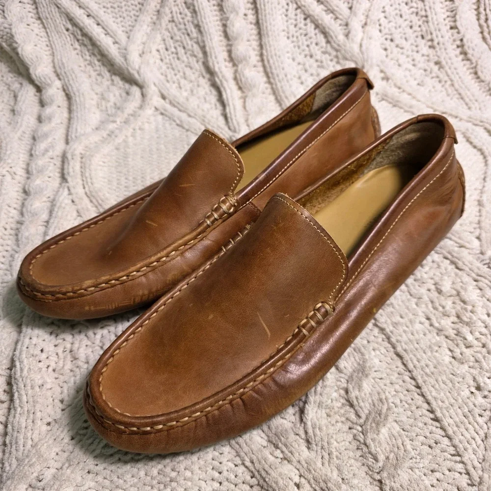 Cole Haan Gunnison Driver Moccasins Brown Leather Loafers Mens 10.5